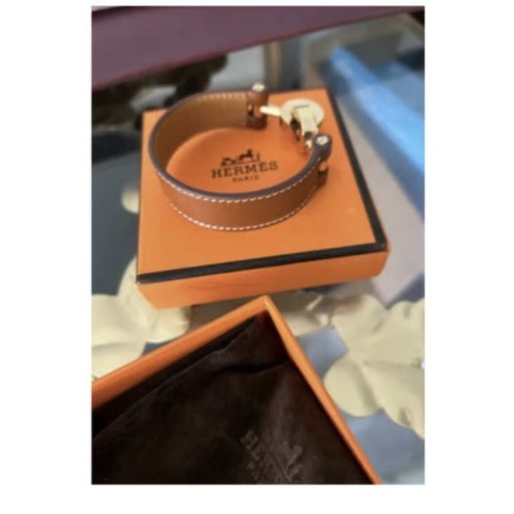 HERMÈS Lancelot Palladium Bracelet w/ Leather Strap. 7.5” - Excellent Condition. - Picture 5 of 9